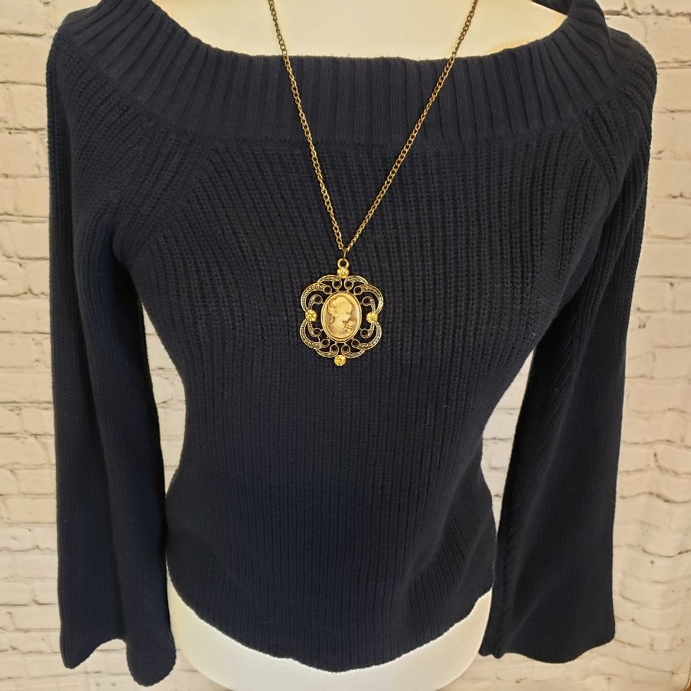 SALE PRICED!!>>GOOD AMERICAN COLD SHOULDER CROPPED SWEATER SZ S  CLASSIC FOR ALL